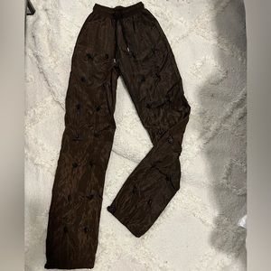 Mocha Shell Toggle Detail Straight Leg Pants
